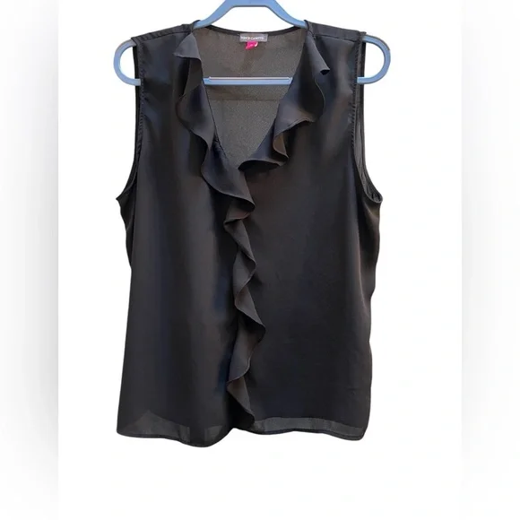 Vince Camuto Black Ruffled Sleeveless Top Size XL - Picture 1 of 2
